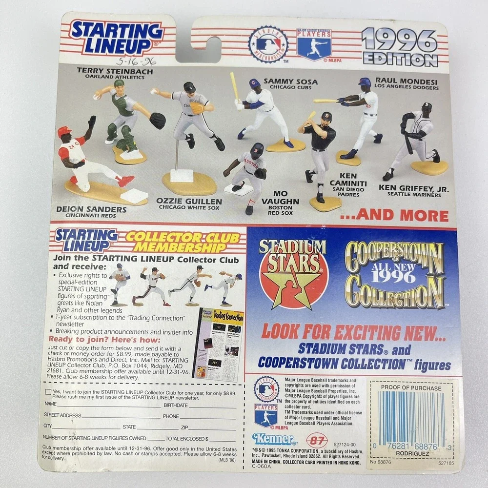 Starting Lineup 1996 Ivan Rodriguez Texas Rangers Action Figure Card